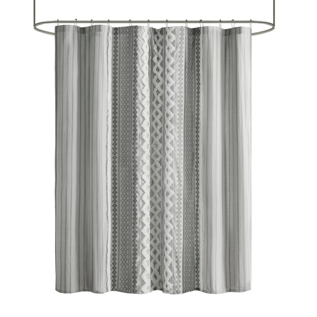 Imani - Printed Shower Curtain With - Gray