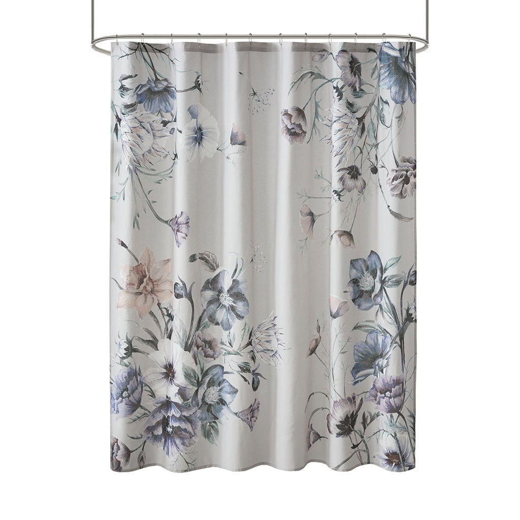 Cassandra - Printed Shower Curtain - Blue