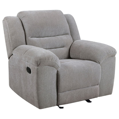 Sebring - Upholstered Glider Recliner Chair With Manual Recline And Smooth Gliding Motion - Gray