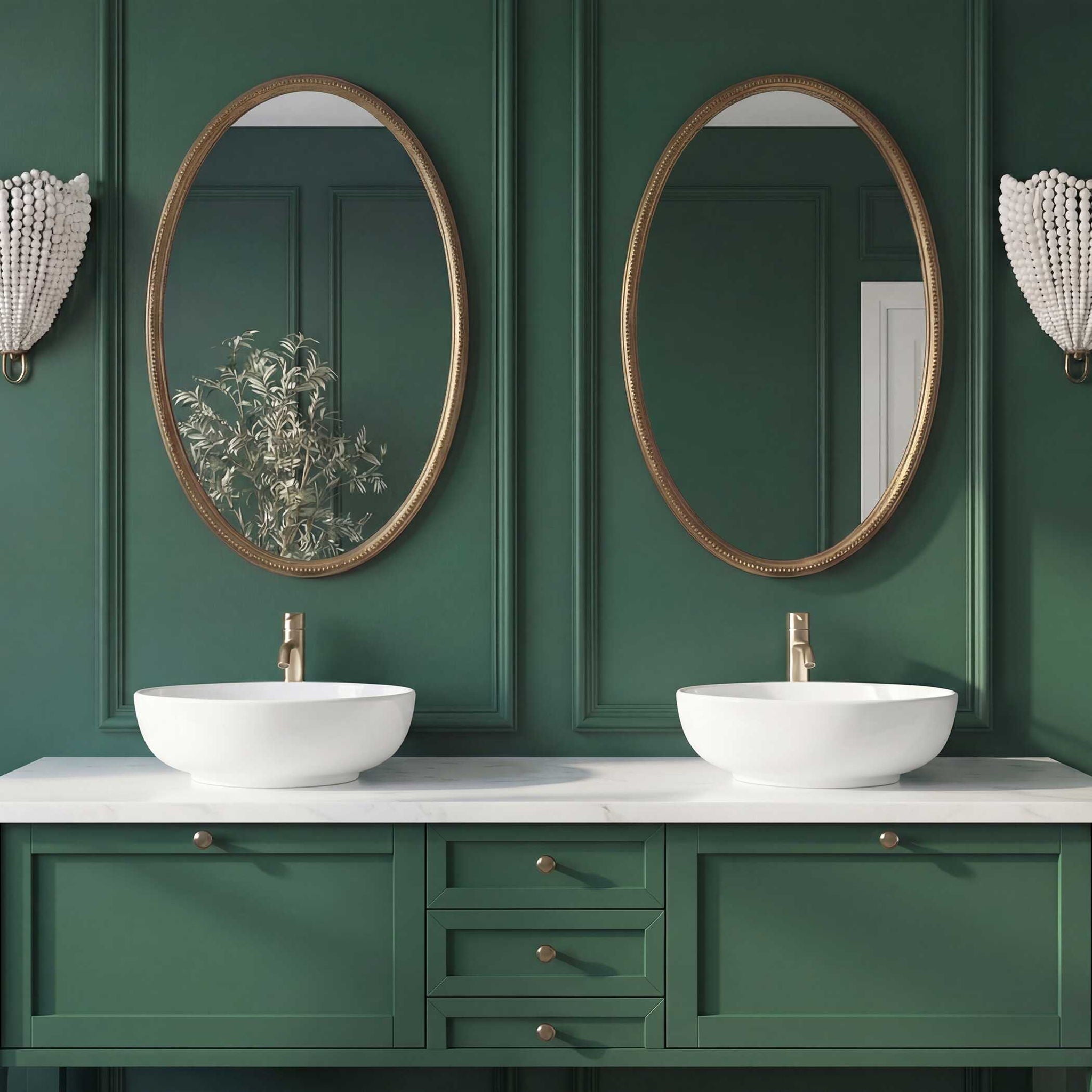 Ellis - Beaded Oval Mirror - Brass