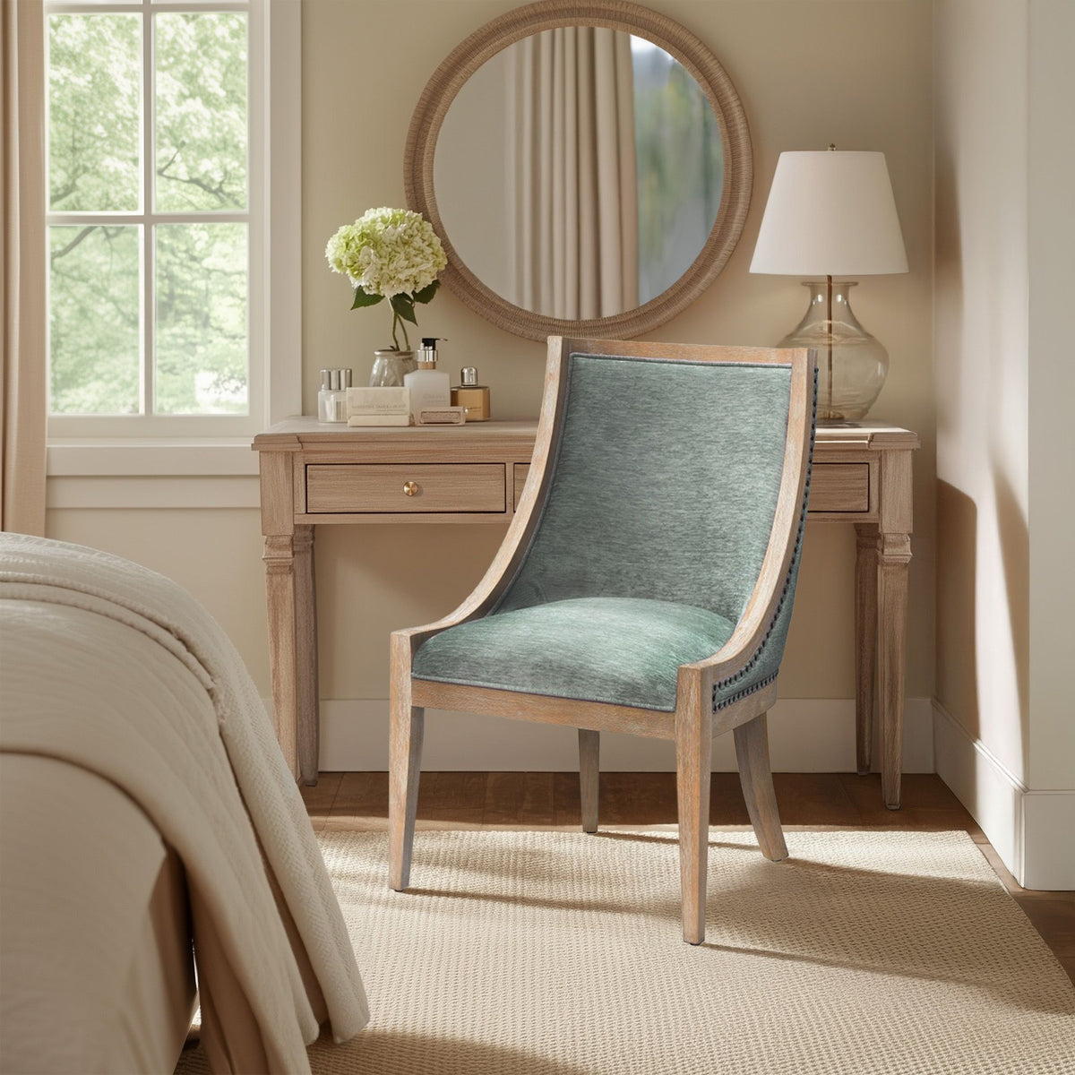Elmcrest - Upholstered Dining Chair With Nailhead Trim - Soft Green