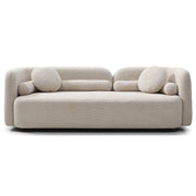 3 Seater Sofa Couch With Throw Pillows For Living Room - Light Beige