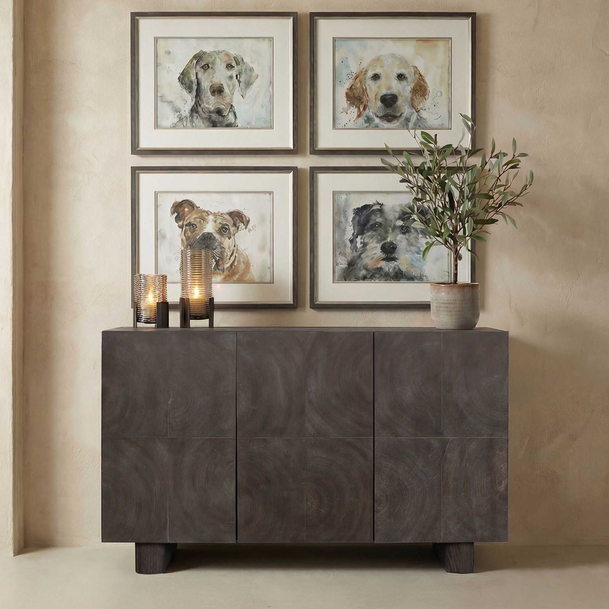 Phineas - 3 Door Modern Cabinet - Woodtone