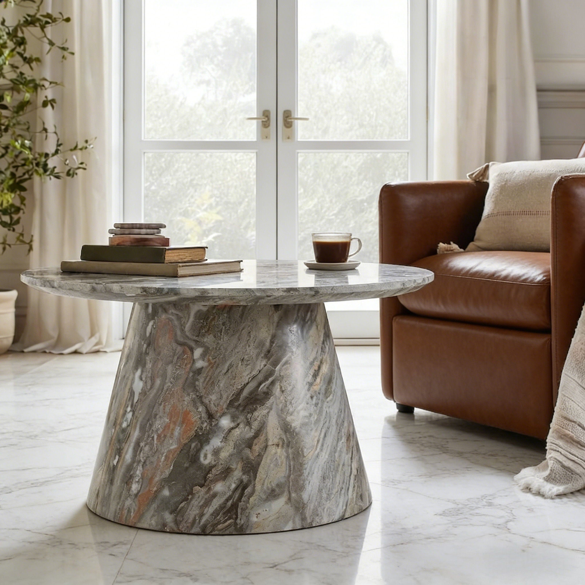 Circular Coffee Table With Adjustable Feet