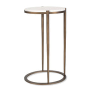 Mercier - Round Marble Accent Table - Brass / White