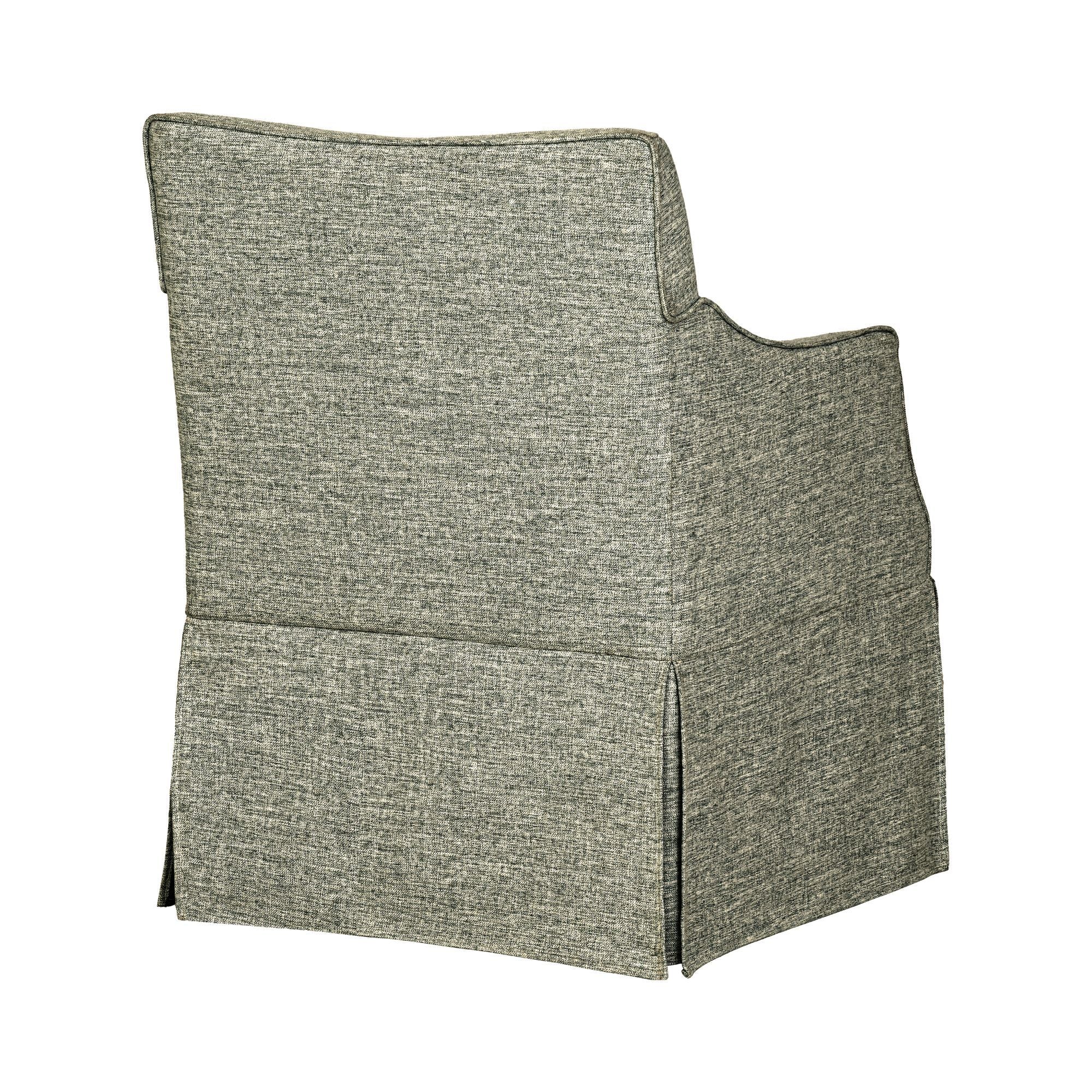 London - Upholstered Skirted Dining Arm Chair With Hidden Casters - Gray
