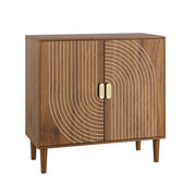 Buffet Cabinet With Line Groove Design, Sideboard Buffet Cabinet With Storage, Multifunctional Accent Cabinet For Living Room, Entryway, Hallway, Office, Kitchen - Brown