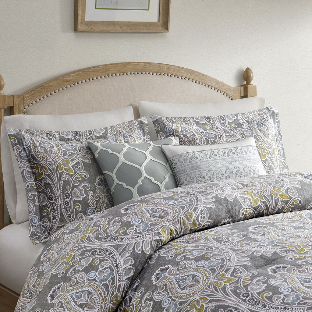 Hallie - King 6 Piece Comforter Set - Gray