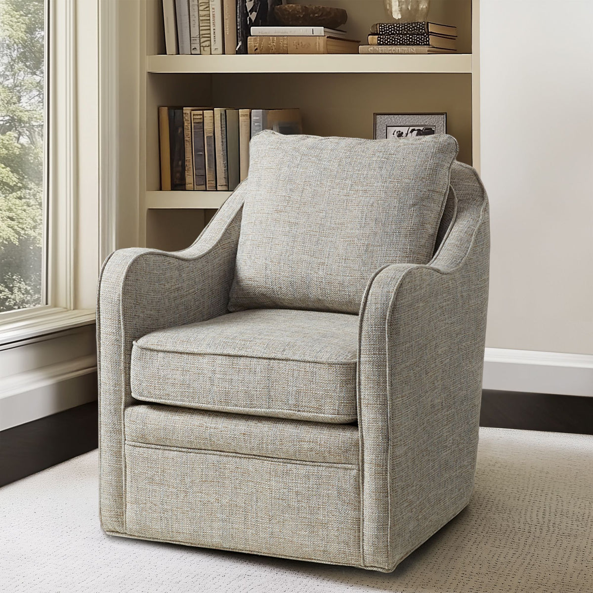 Brianne - Wide Seat Swivel Arm Chair - Gray Multi