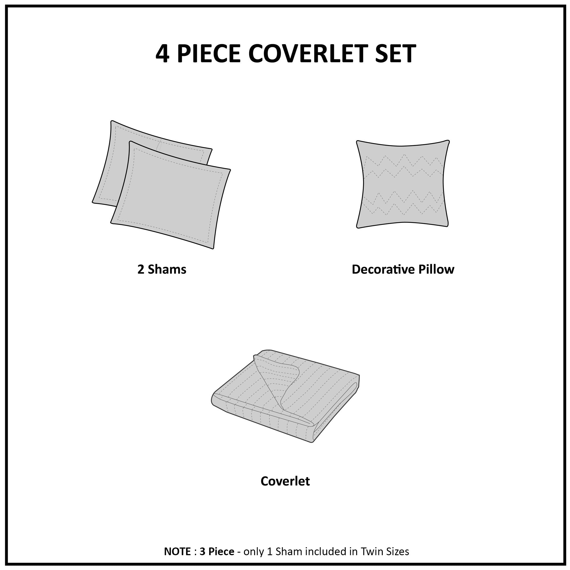 Ronan - 4 Piece Coverlet Set - Blue