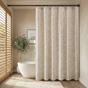 Solace Leaf - Cotton Blend Botanical Jacquard Shower Curtain - Beige