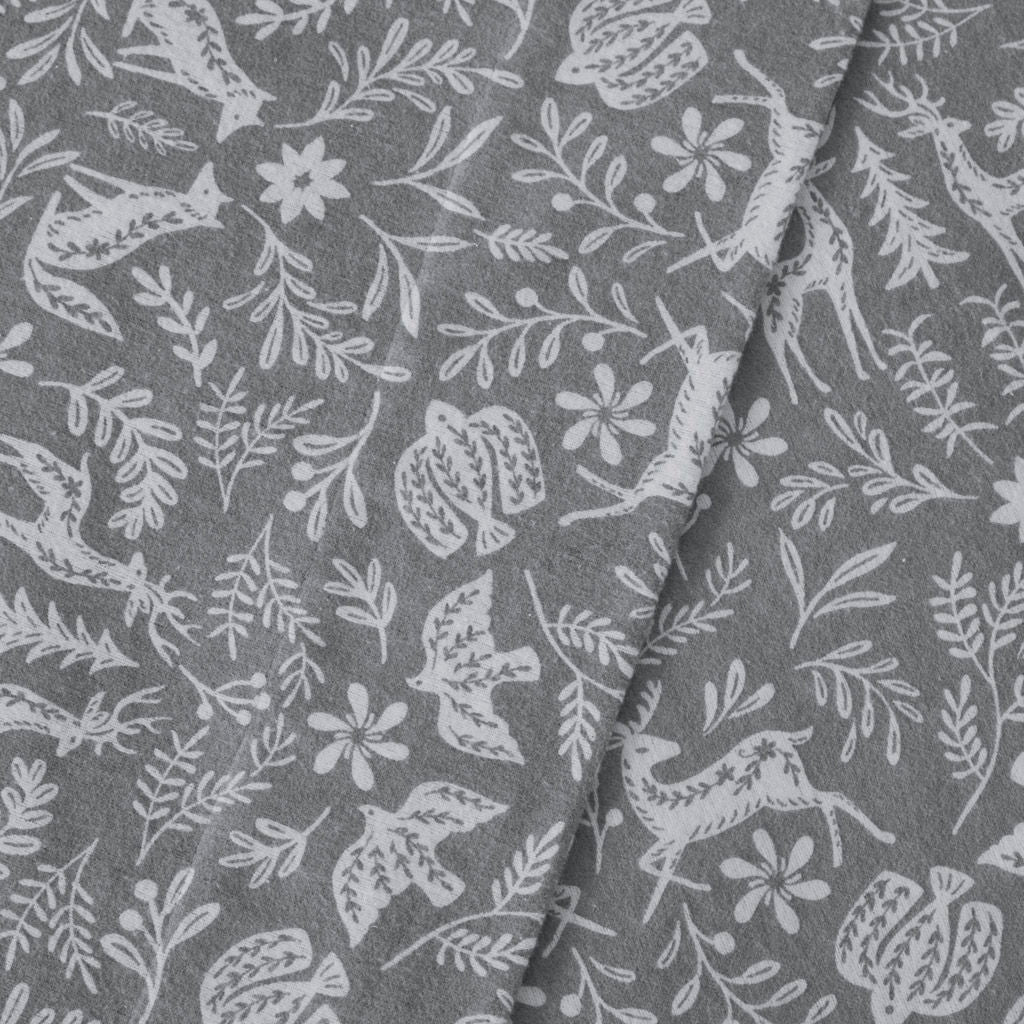 Oversized Flannel - 4 Piece Full Sheet Set - Sage Winter Fauna