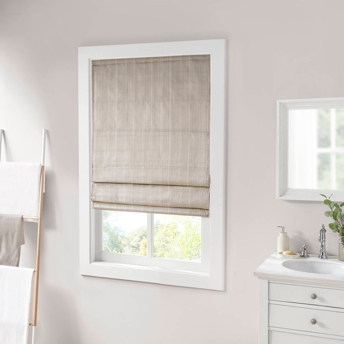 Galen - 35" Basketweave Room Darkening Cordless Roman Shade - Taupe