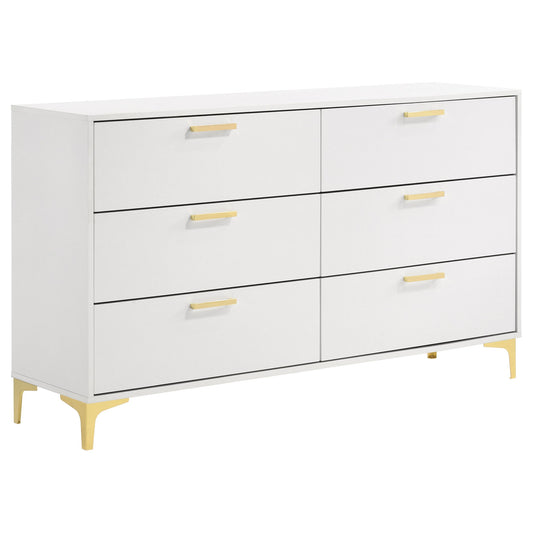 Karena - Rectangular 6 Drawer Dresser - White
