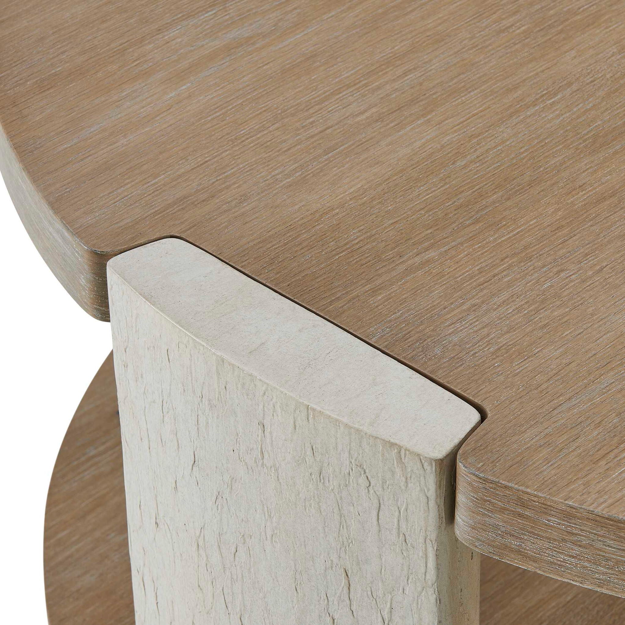Maulet - Round Coffee Table - Off-White / Oak
