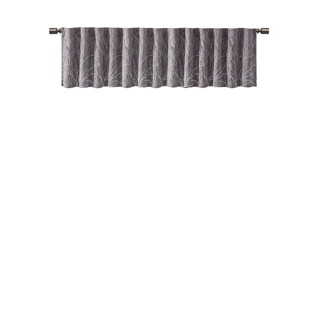 Andora - Embroidered Window Valance - Gray