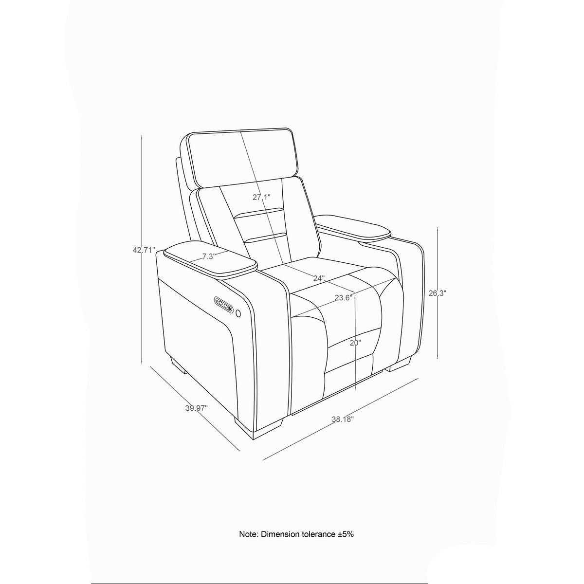 Austin - Recliner With Storage Arms - Gray