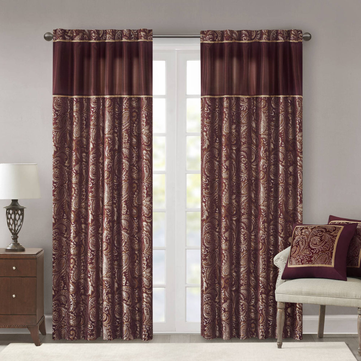 Aubrey - 84" Panel Pair - Burgundy