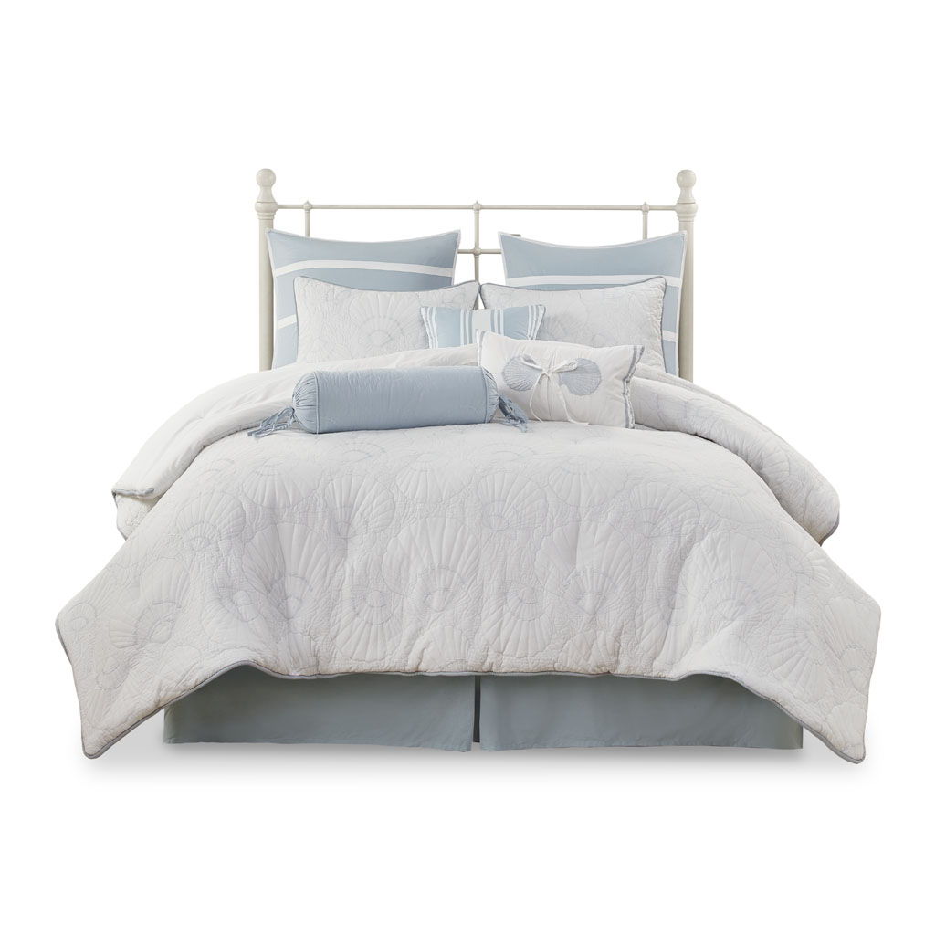 Crystal Beach - Queen - Comforter Set - White
