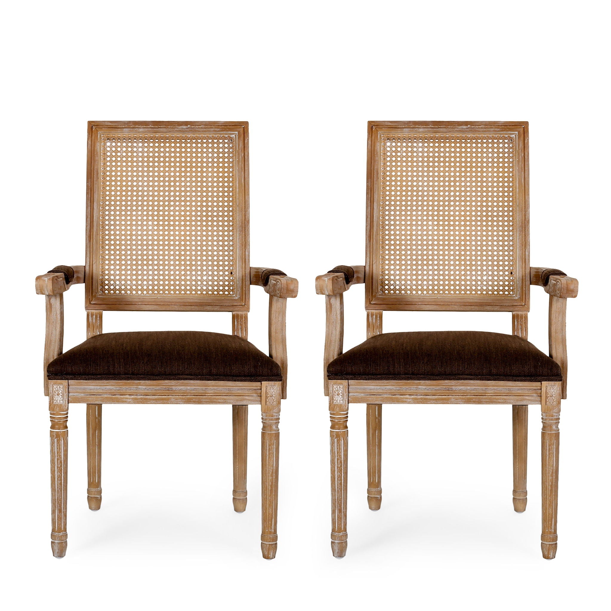 Upholstered Dining Chair With Cane Backrest