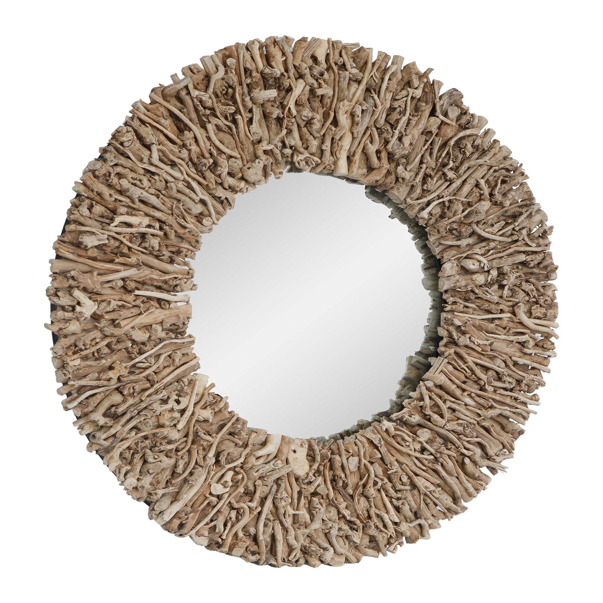 Rossetti - Round Interwoven Wood Mirror - Woodtone