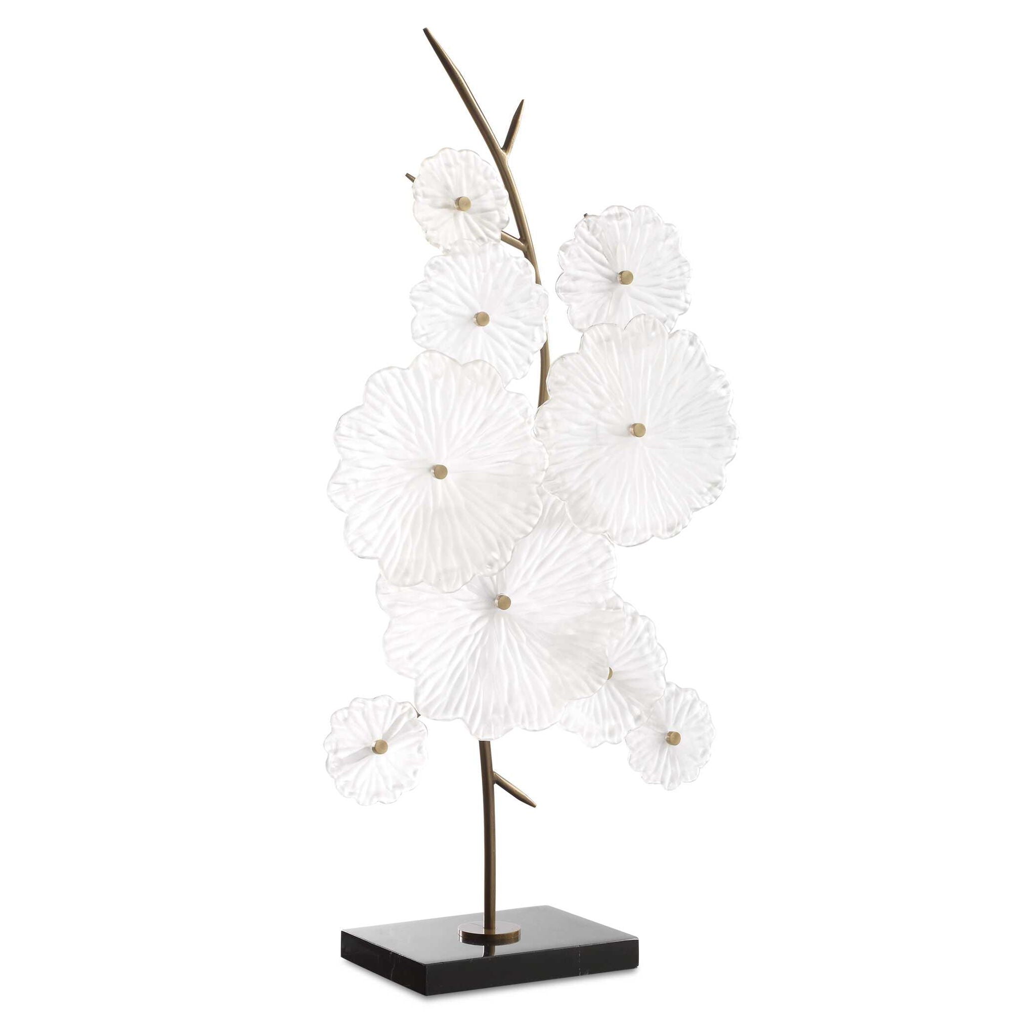 Glass - Garden Table Sculpture - Gold / White