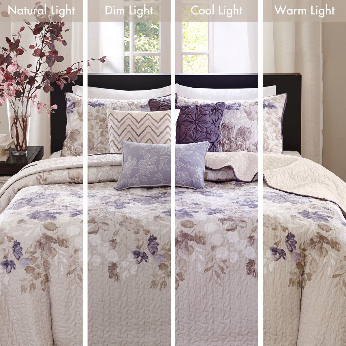 Luna - King 6 Piece Reversible Coverlet Set - Taupe