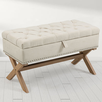 Storage Ottoman, Button-Tufted Ottoman Storage Bench, Ottoman With Storage