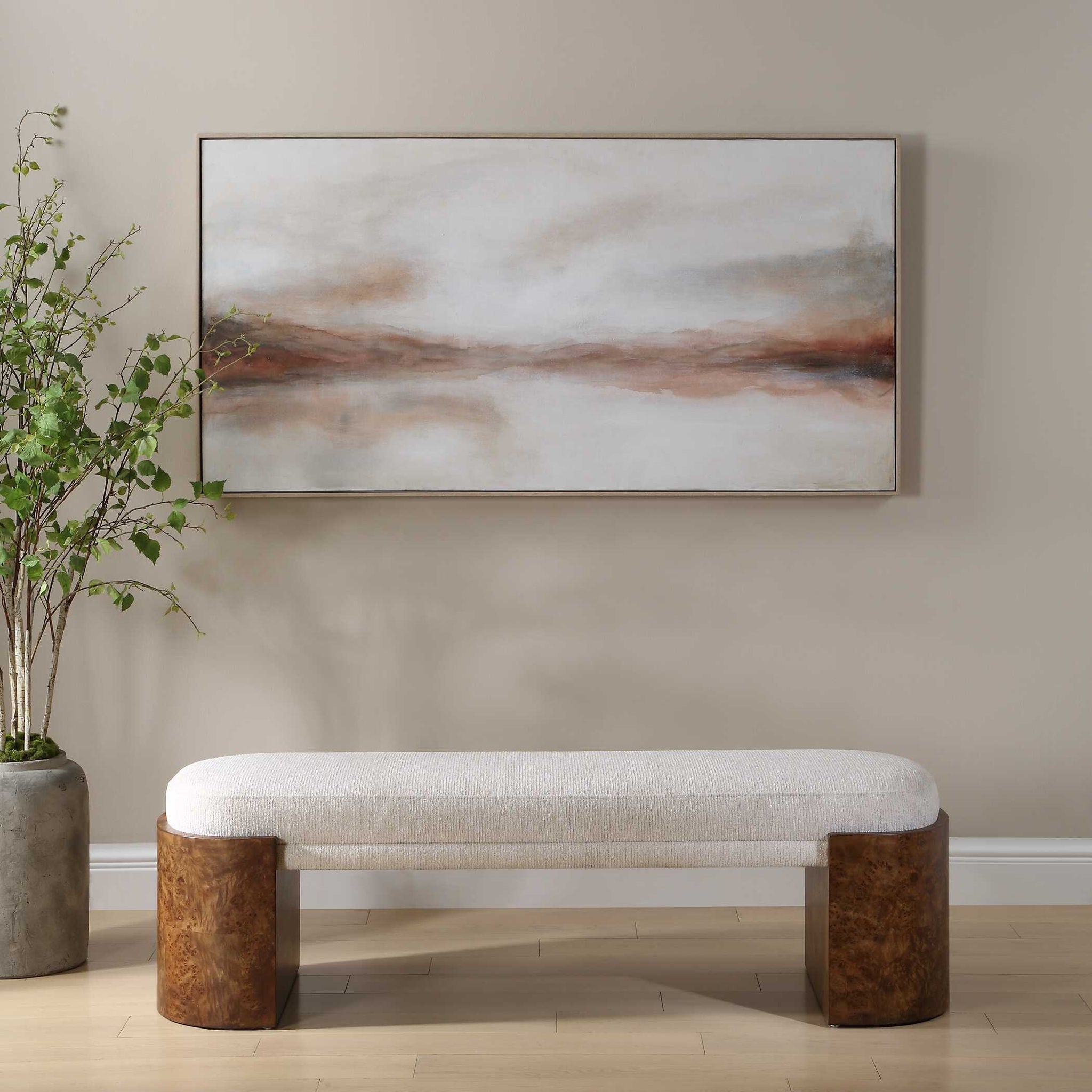 Haze In The Horizon - Landscape Painting - Brown / Orange / White