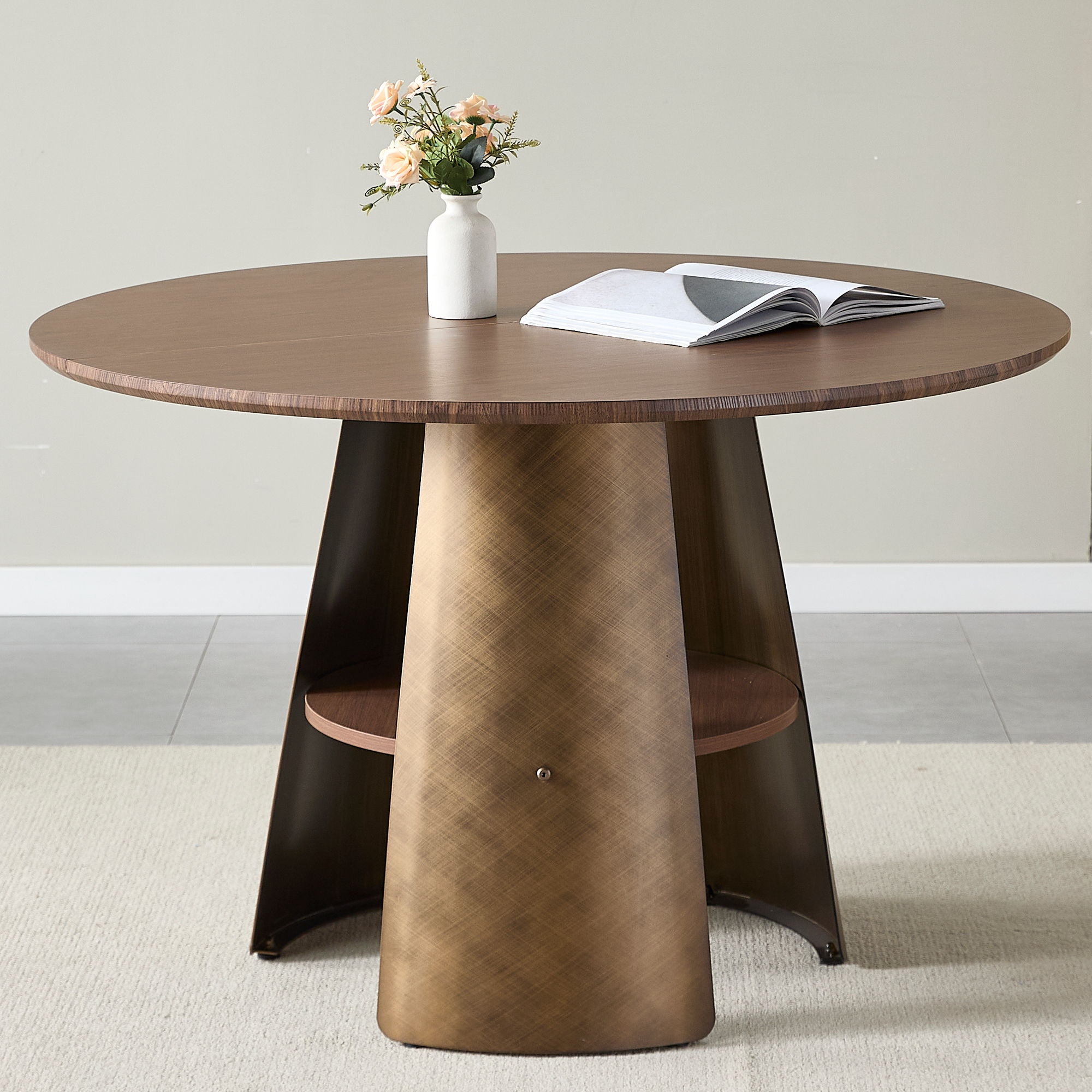 Round Dining Table - Reddish Brown / Walnut