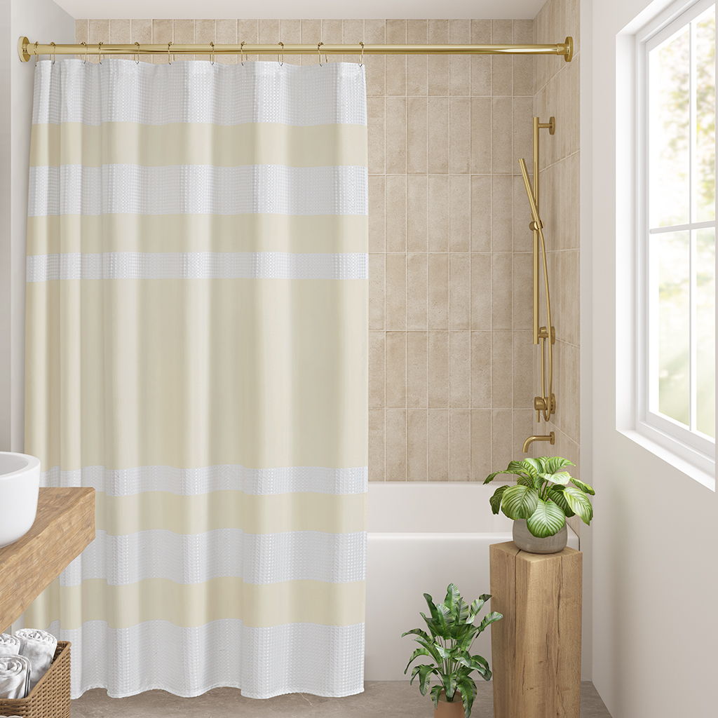 Spa Waffle - 72" x 72" Shower Curtain With 3M Treatment - Cream