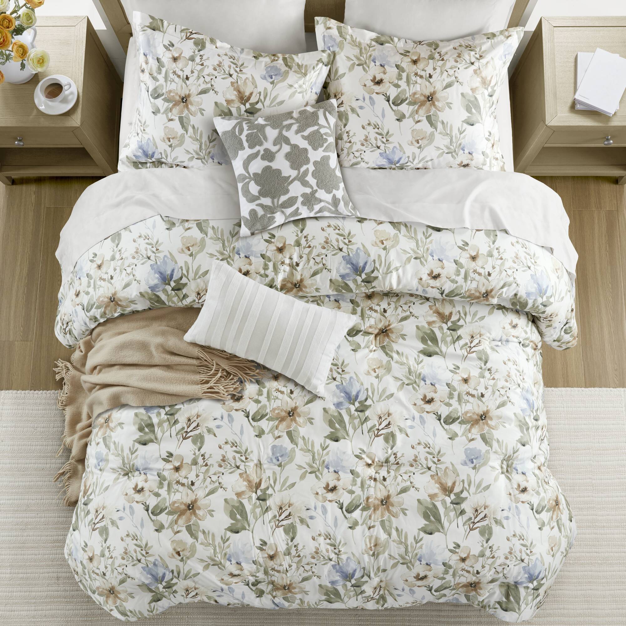 Herbal - California King 6 Piece Print Oversized Comforter Set - Multi