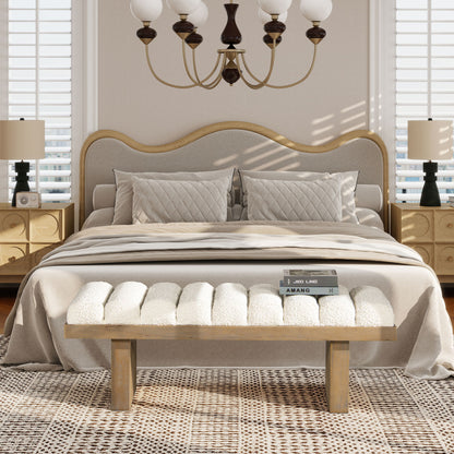 Bella - Upholstered Modern Accent Bench - Ivory White