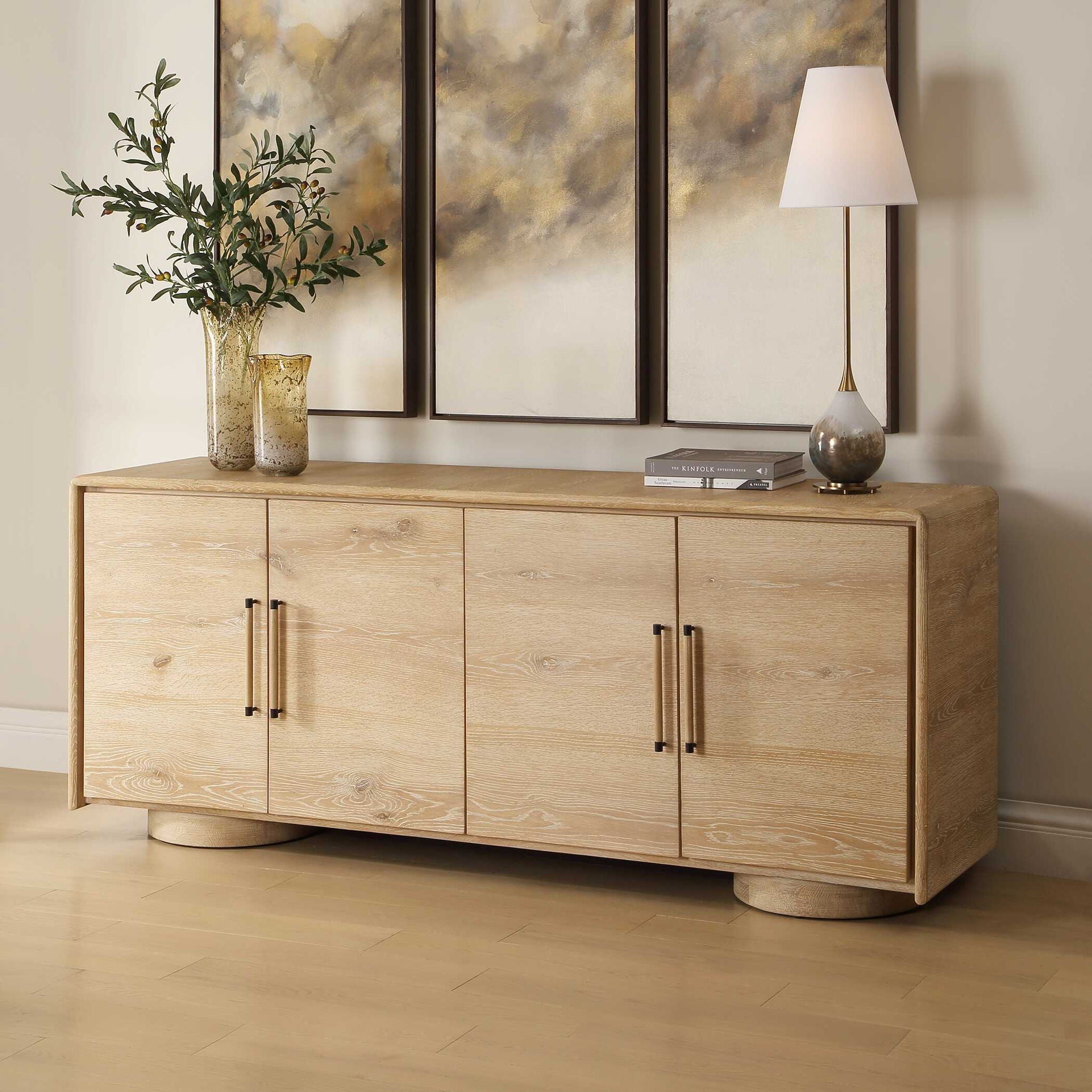 Evanston - 4 Door Natural Oak Cabinet - Woodtone