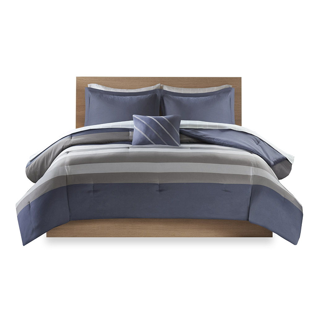 Marsden - Complete Bed Set Including Sheets - Blue / Gray