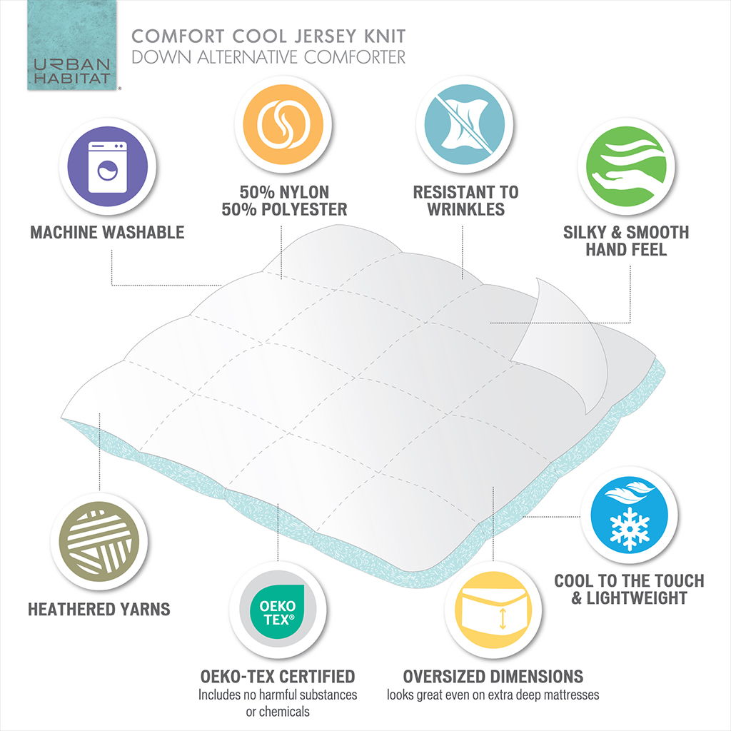 Comfort Cool Jersey Knit - Oversized Down Alternative Comforter - Blue