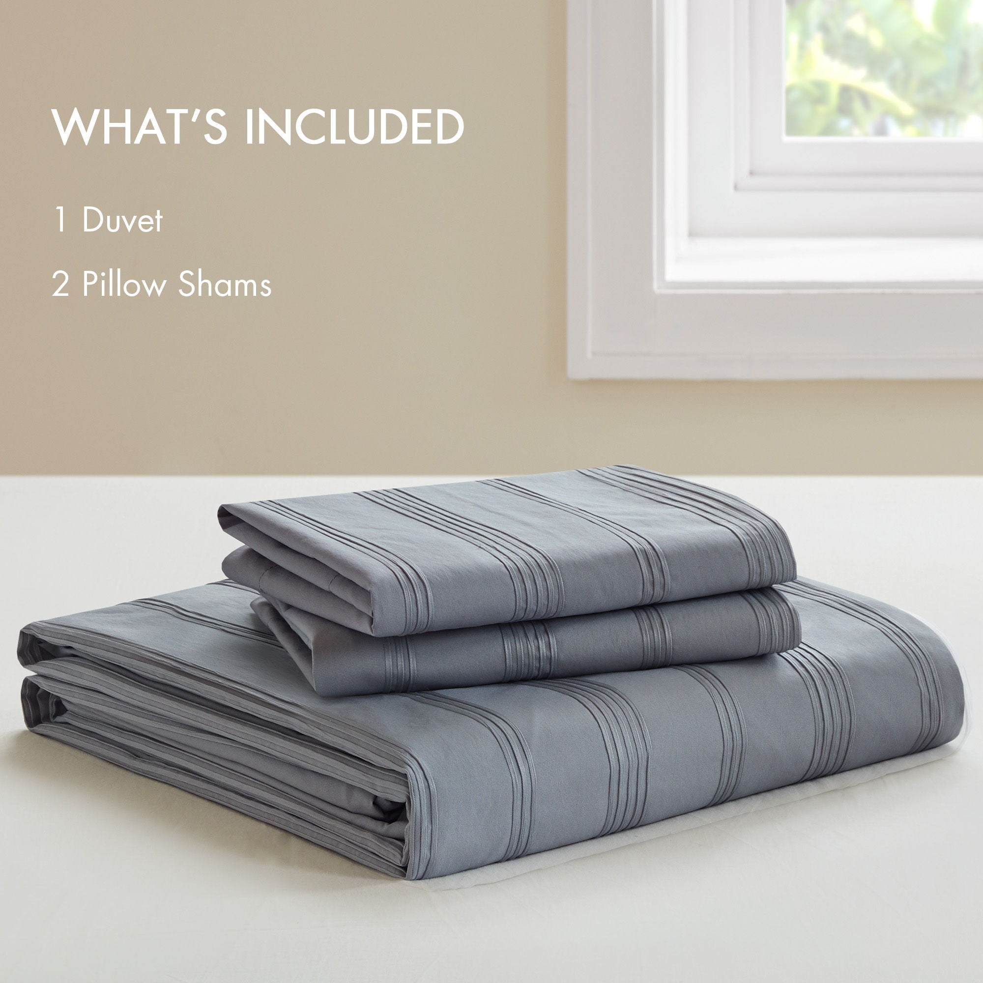 Logan - Full Striped Duvet Set - Blue / Gray