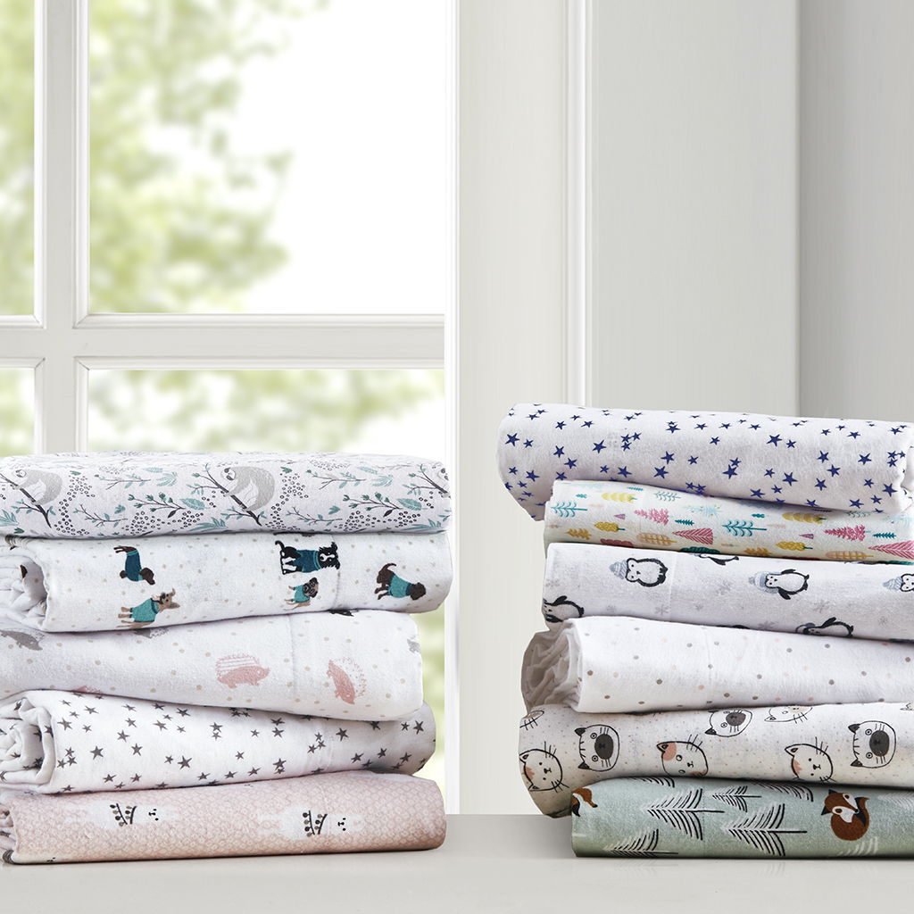 Twin Long Cozy Soft Novelty Print Sheet Set - Gray Sloths