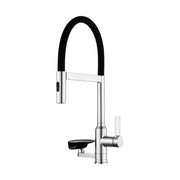 Kitchen Faucet With Magnetic Pull Out Sprayer, 360 Degree Swivel Single Handle High Arc Kitchen Sink Faucet With Glass Rinser - Brushed Nickel