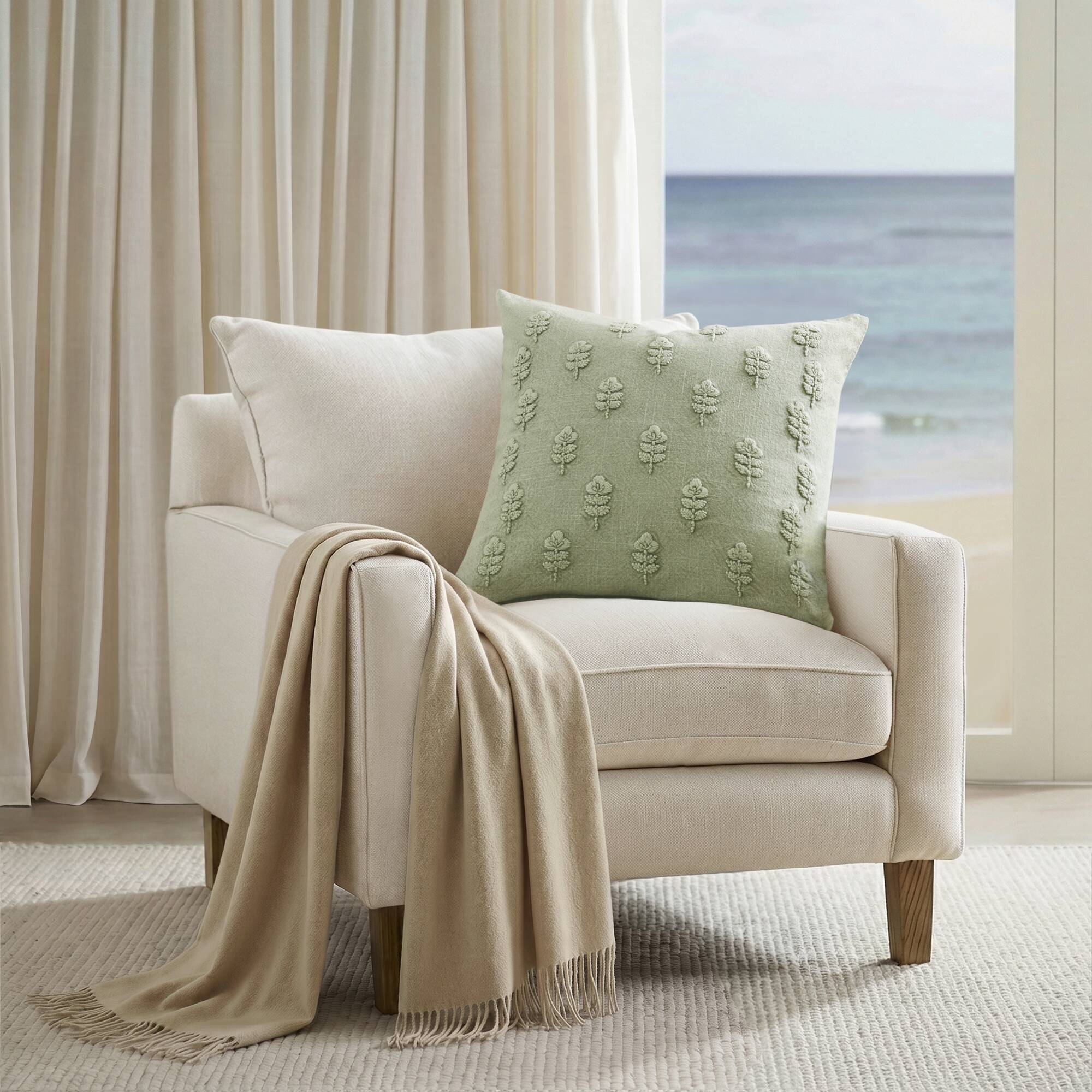 Ave Botanical - Cotton Pillow Cover - Sage