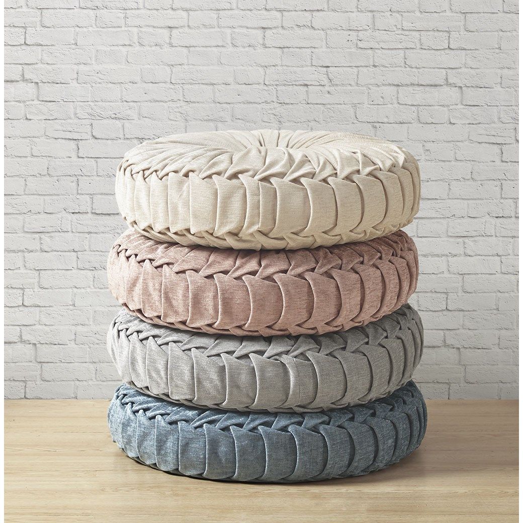 Loretta - Round Floor Pillow Cushion - Gray