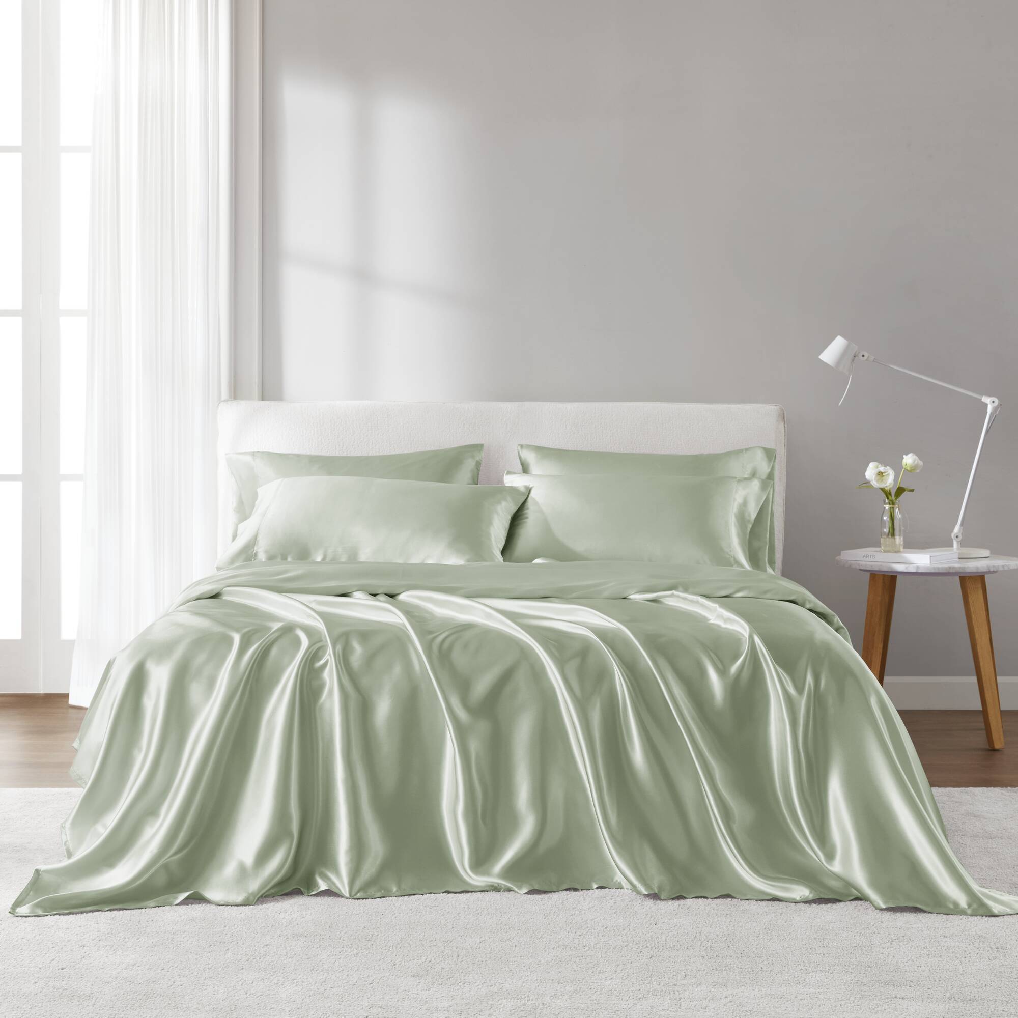Satin - 6 Piece Full Luxury Sheet Set - Sage