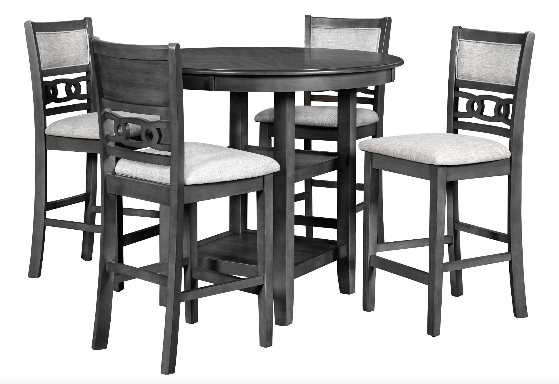 GIA 5 PC 42" ROUND COUNTER DINING TABLE & 4 CHAIRS-GRAY