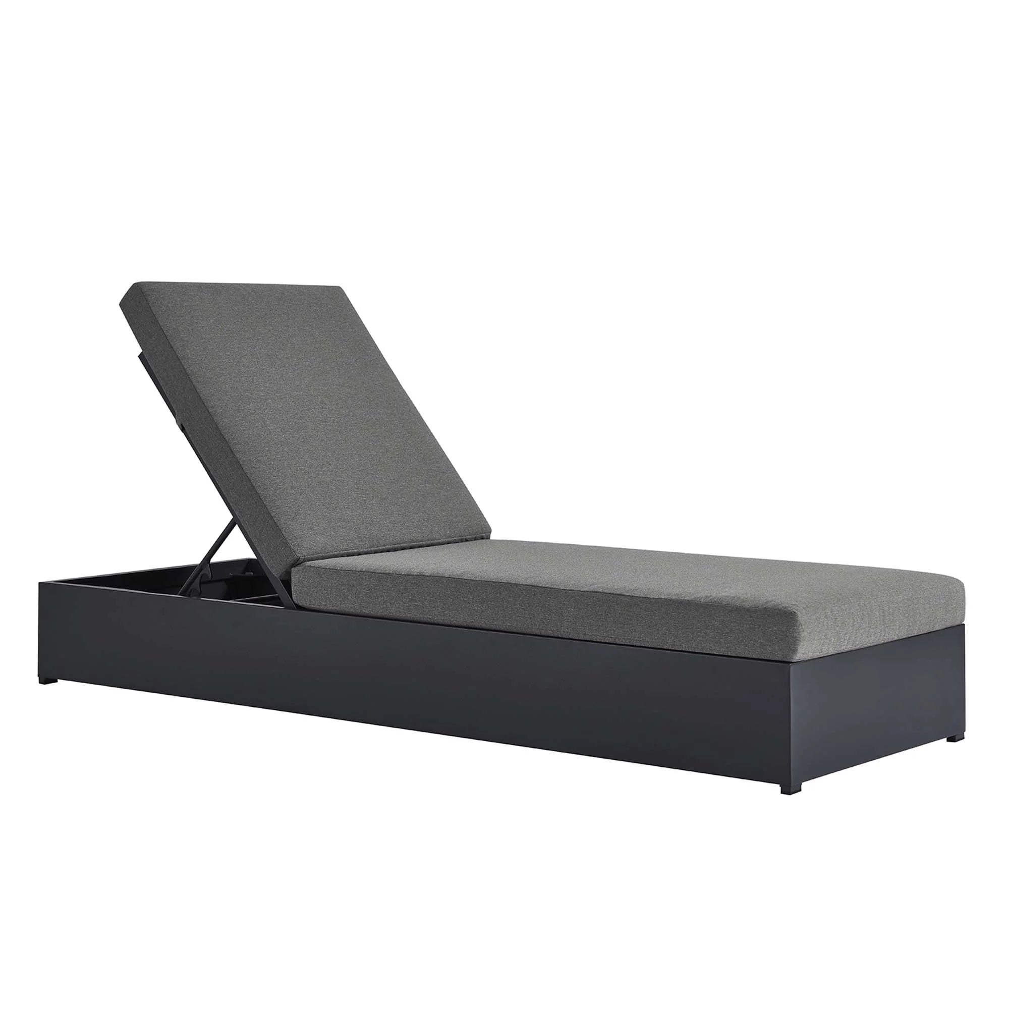 Tahoe Outdoor Patio Powder-Coated Aluminum Chaise Lounge Chair in Gray Charcoal