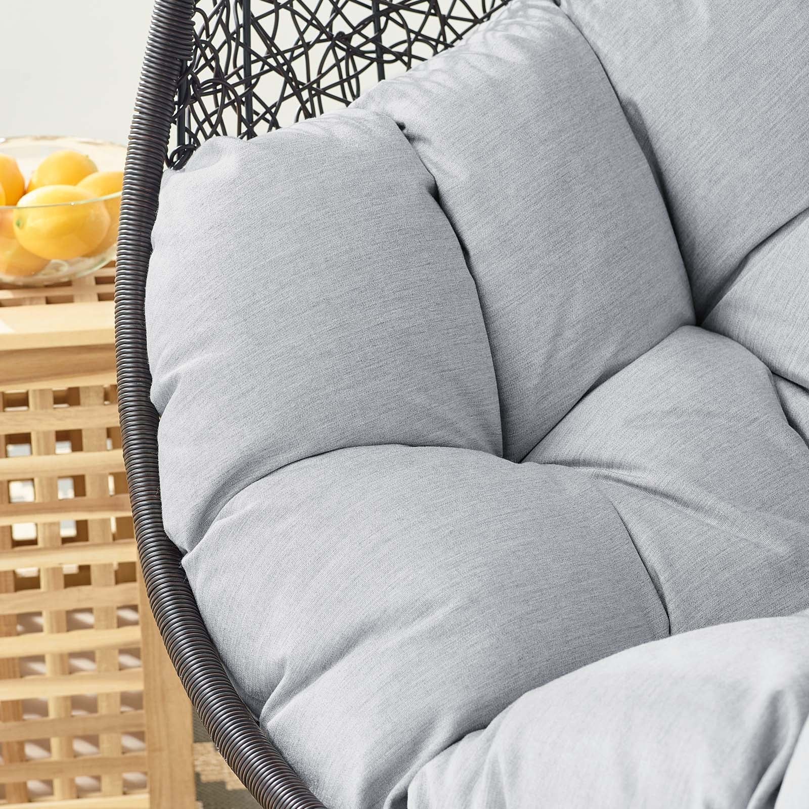 Encase Sunbrella® Swing Outdoor Patio Lounge Chair in Black Gray