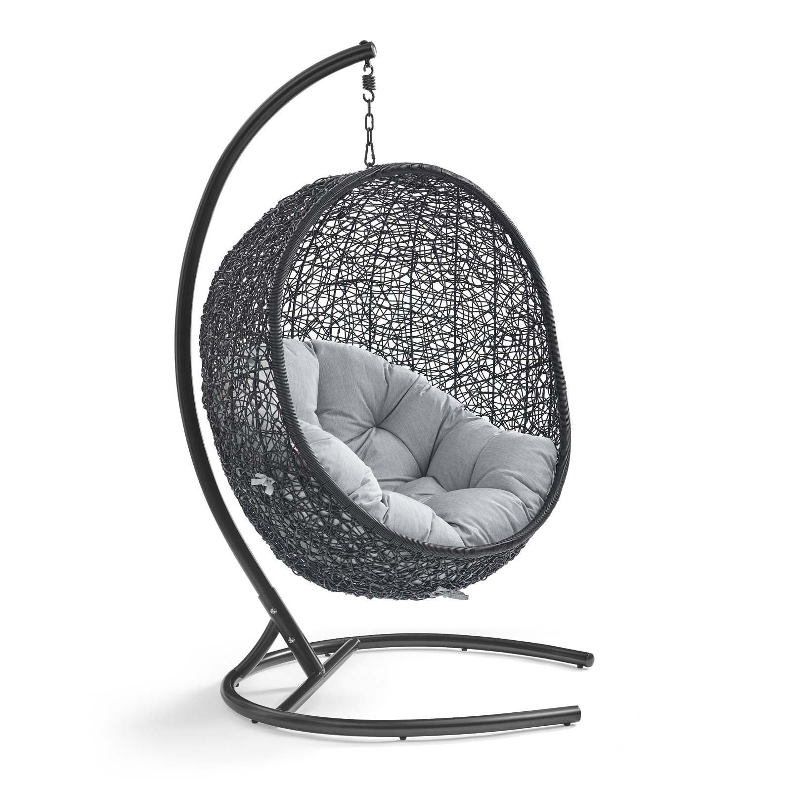 Encase Sunbrella® Swing Outdoor Patio Lounge Chair in Black Gray