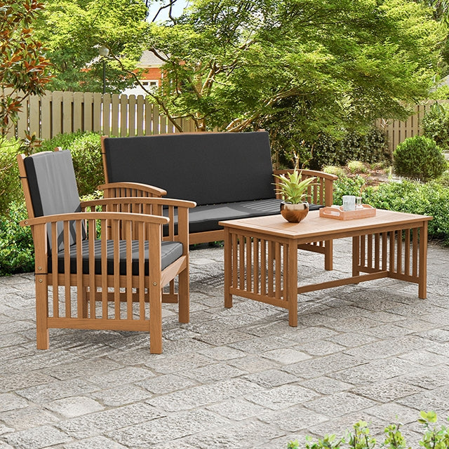 Kyushu 3 Piece Patio Set-Black/Natural