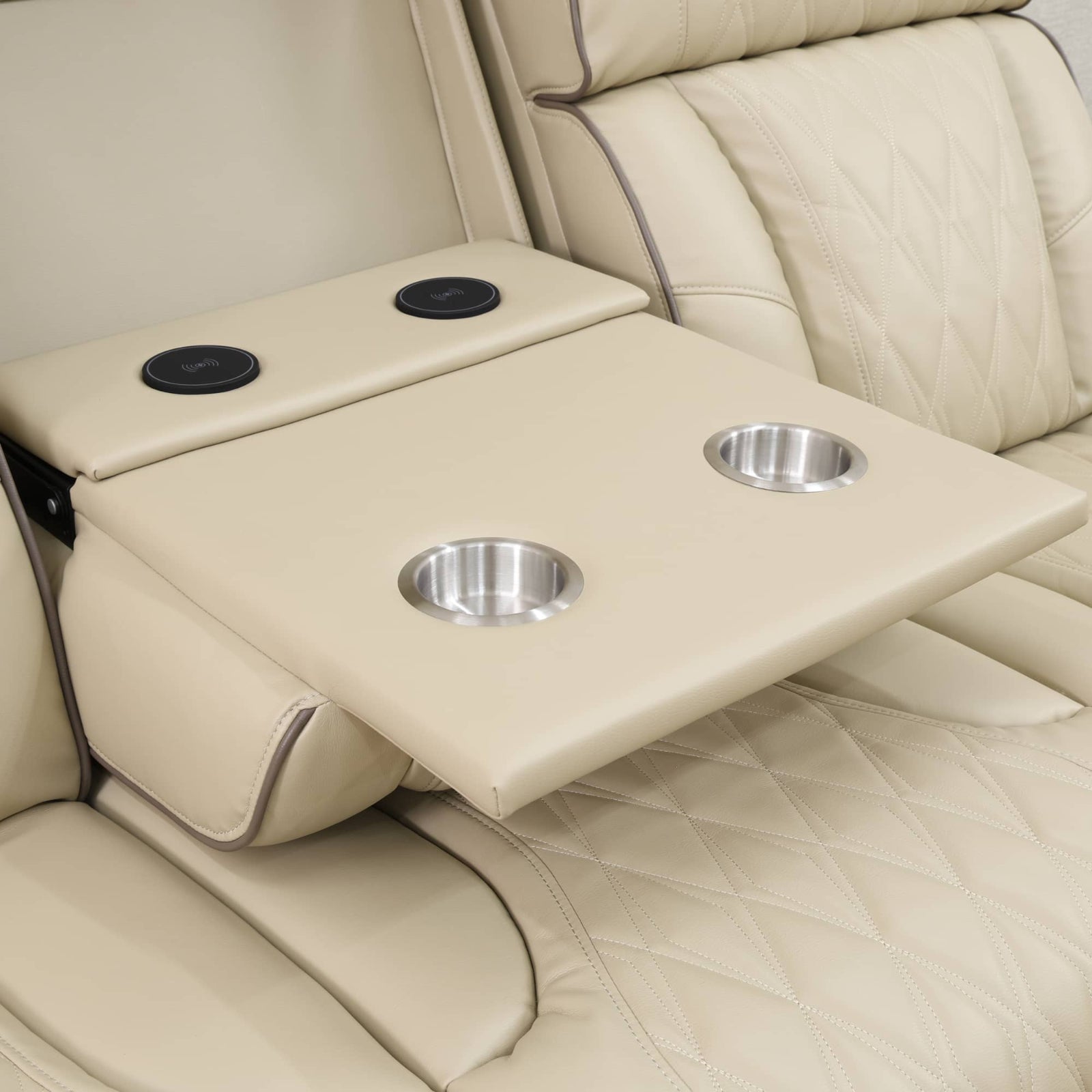 Beige Breathing Leather 3-Piece Living Room Recliner Sofa set