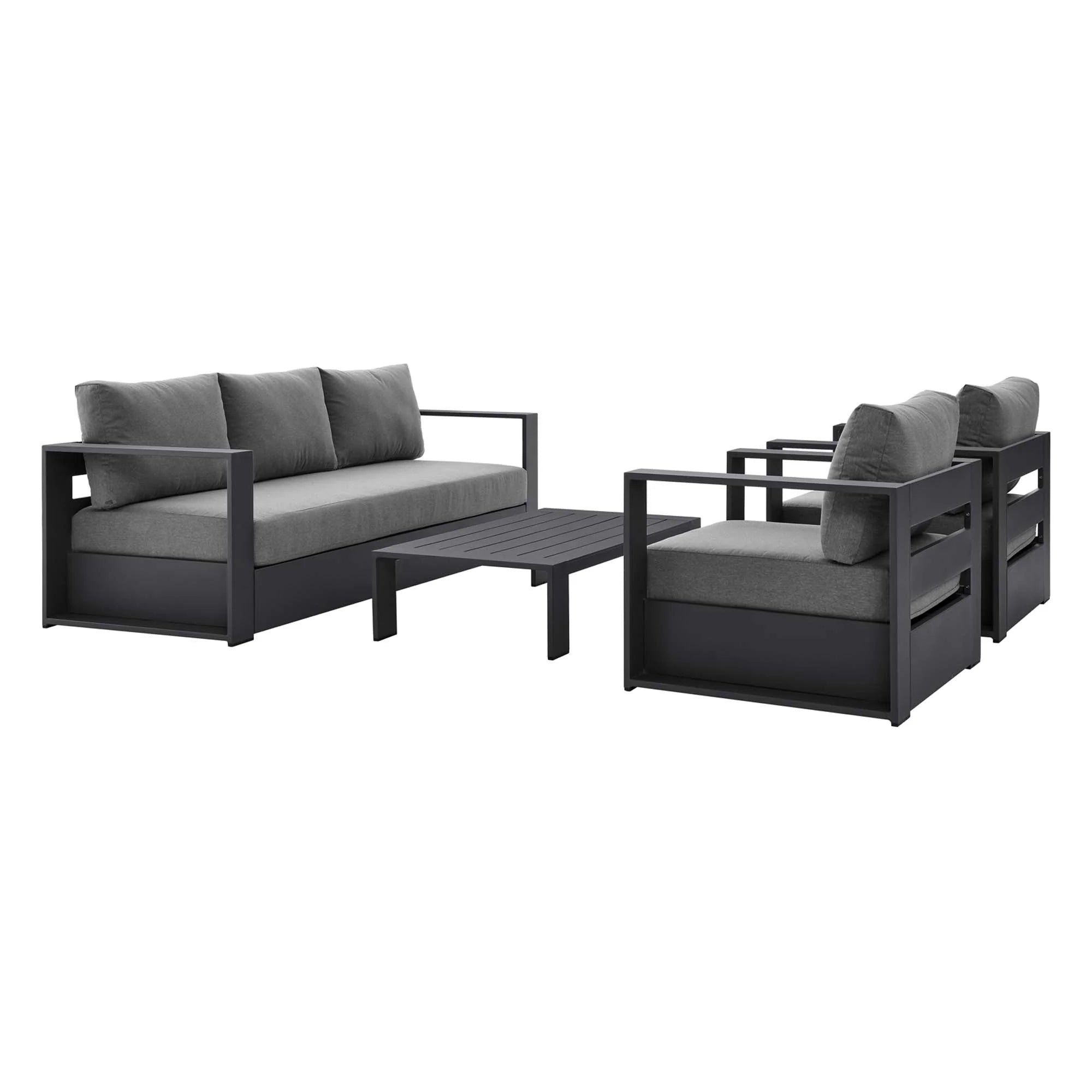 Tahoe 4-Piece Outdoor Patio Powder-Coated Aluminum Set in Gray Charcoal