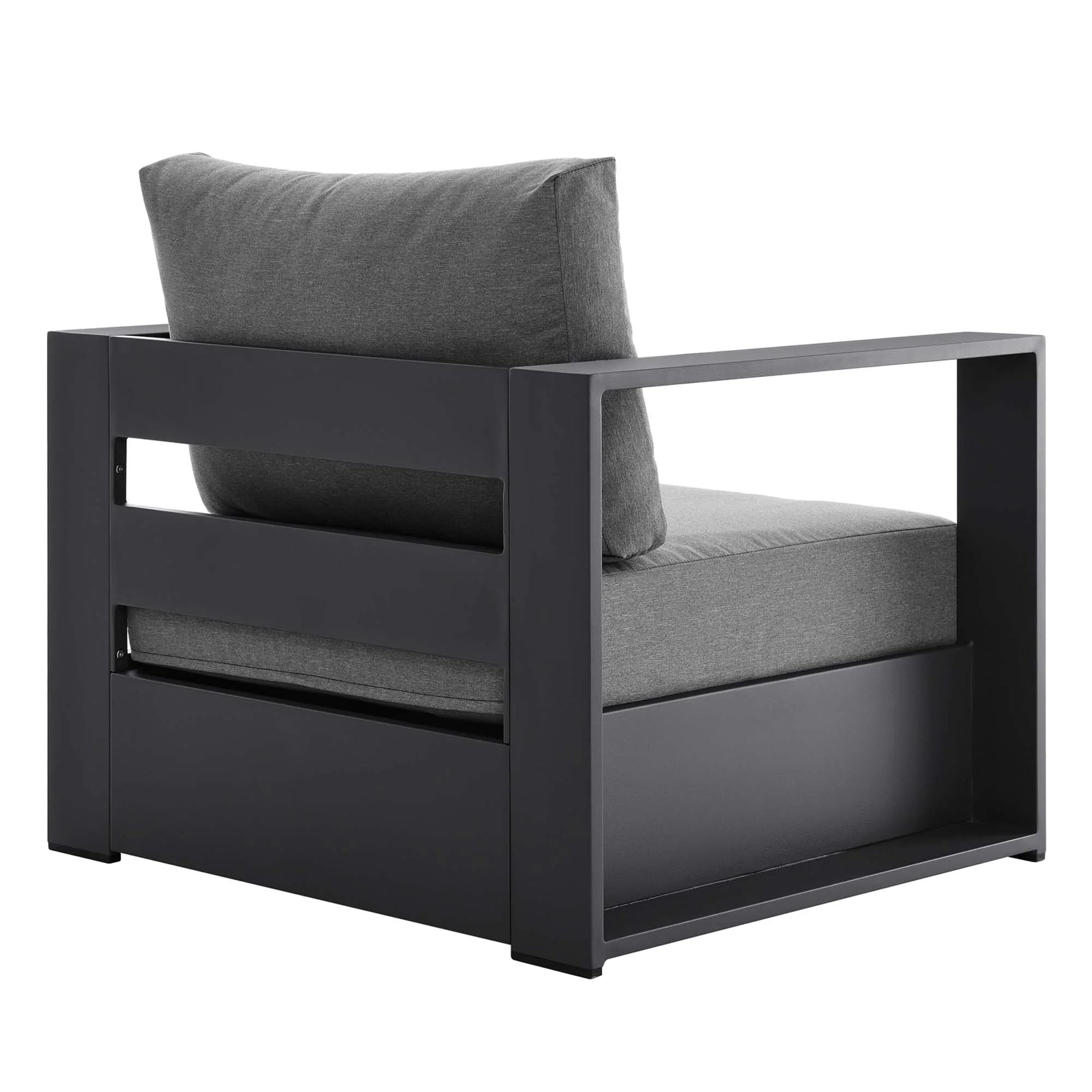 Tahoe Outdoor Patio Powder-Coated Aluminum Armchair in Gray Charcoal